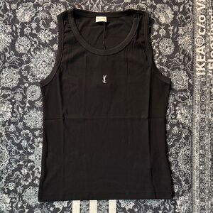 Saint Laurent Black Logo Cotton Tank